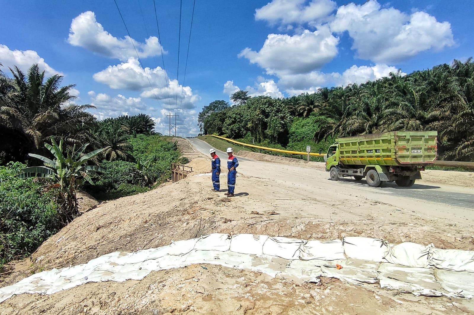 Polongan yang rusak di Jalan Libo Kandis sudah diperbaiki oleh PT. PHR